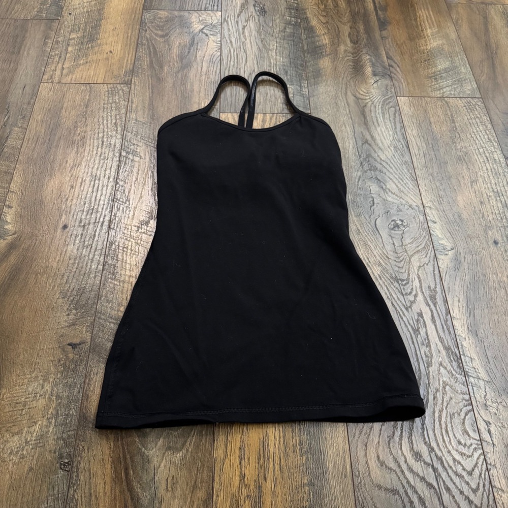Lululemon Athletica Tank Top Black Built In Shelf Bra Racerback Camisole Size 2
